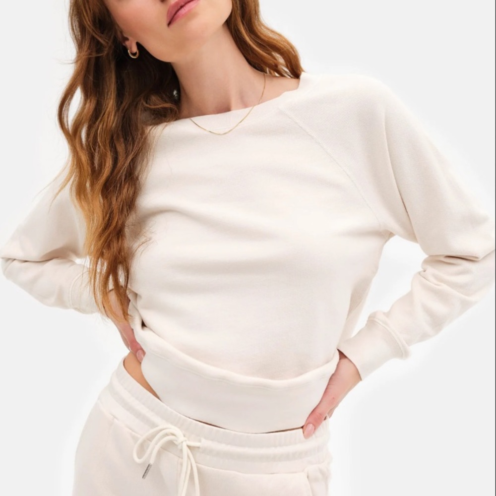 Mate the Label Organic Terry Raglan Sweatshirt, NWT, Bone